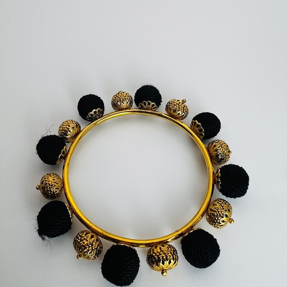 Dolce Gabbana Authentic Black Gold Bangle bracelet pom pom - Picture 10 of 10